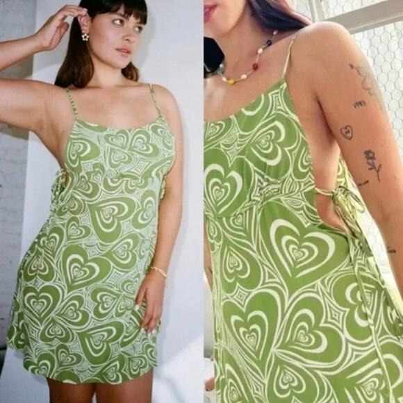 Lisa Says Gah Dresses & Skirts - Lisa Says Gah Yolande Mini Dress Wild Hearts Brat Green Y2K Indie SZ M